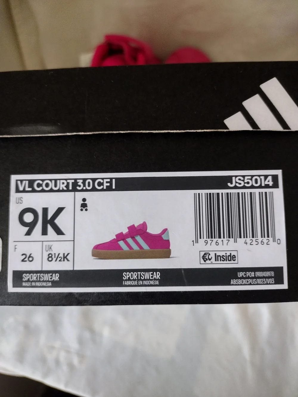 adidas Kids Pink Sneakers with Mint Stripes